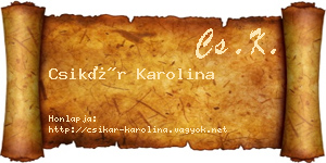 Csikár Karolina névjegykártya